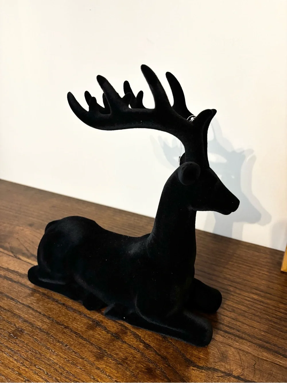 Black Flocked Sitting Reindeer